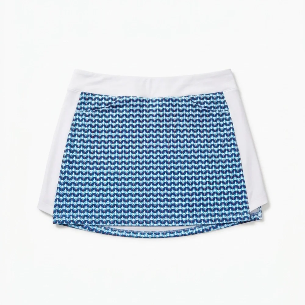 PGA Tour Women's Golf Skort Size L Blue White Geometric Print Athletic Tennis
